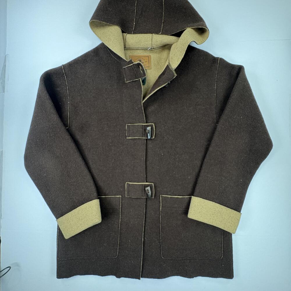 Lauren R.L. Vintage Coat Womens Small Brown Wool Hooded Toggle Front Parka